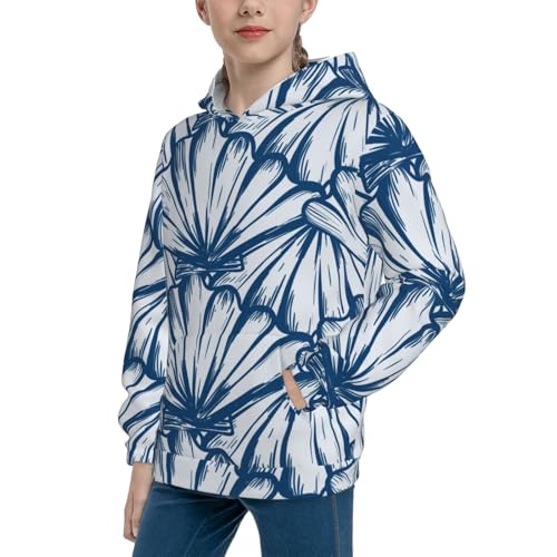 Blue Shells Kid Hoodies Boys Sweatshirts Girls Pullover with Pocket2