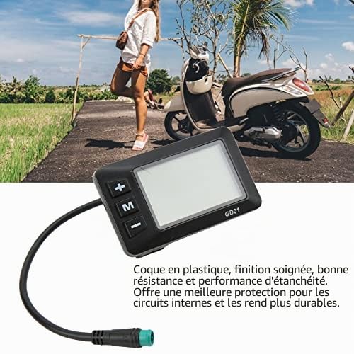 Alomejor Affichage LCD de Bicyclette électrique 36V 48V LCD GD01 Affichage 5 Broches Prise étanche pour Guidon de 22,2 Mm