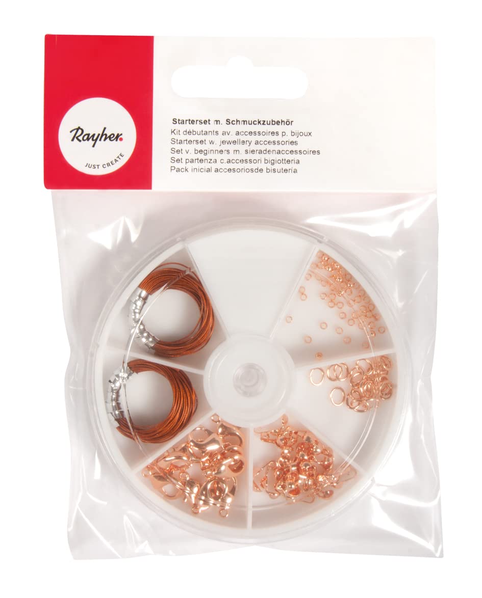 Rayher Starter Set with Jewellery Accessories Tab Bag, Pink/Gold