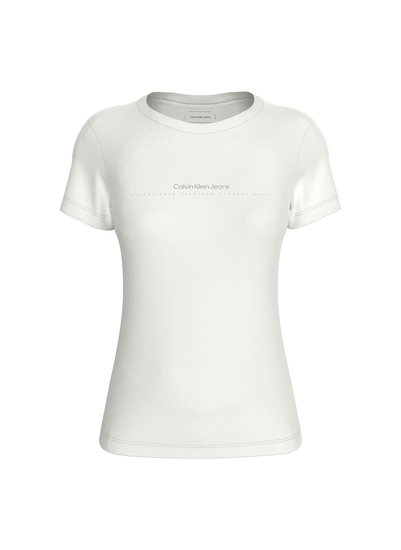 Calvin Klein Women’s Short Sleeve Slim Fit Institutional Graphic T-Shirt, White (Bright White), XS