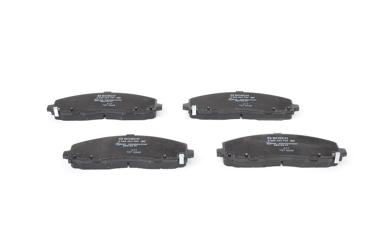 Bosch BP1943 - Pastiglie Freni Auto, Asse Anteriore - Qualità Bosch - Riduzione del Rumore e della Polvere - Certificazione ECE-R90 - Senza Rame - 1 Confezione da 4 Pastiglie - Con Accessori