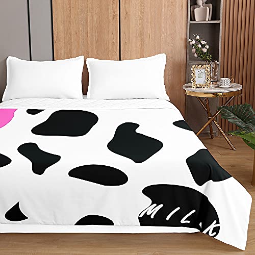Chickwing 3D Vacas Colcha de Verano Primavera Cubrecama Colcha Bouti, Ligero Edredón Manta Suave Multiuso Colchas para Cama de Infantil Individual Matrimonio (180x220cm,patrón de Vaca)