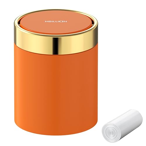 Vista 35 de Mini bote de basura con tapa, cubo de basura pequeño de escritorio para reciclaje, bonito bote de basura de metal para uso en encimera de mesa