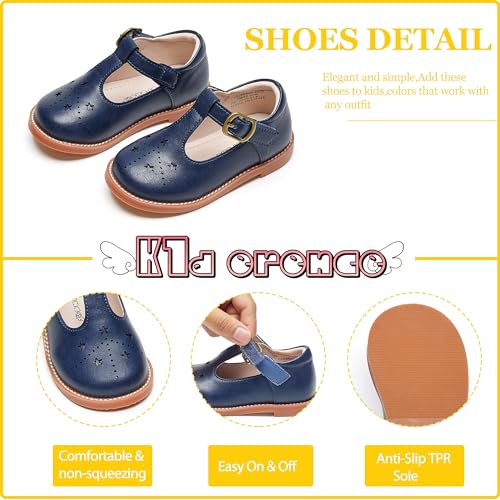Image of Kiderence Toddler Girl Mary Jane School Uniform Dress Shoes Oxford Flats | Wide Toe Box Great Comfort for Student Shoe and Flower Girl Shoe for Wedding, Parties, Church