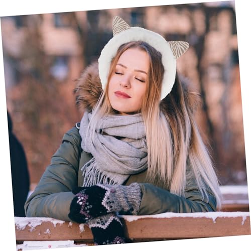 FRCOLOR Cat Ear Earmuffs Plush Headband Fashionable Versatile -Friendly Boys and Girls Hat White2
