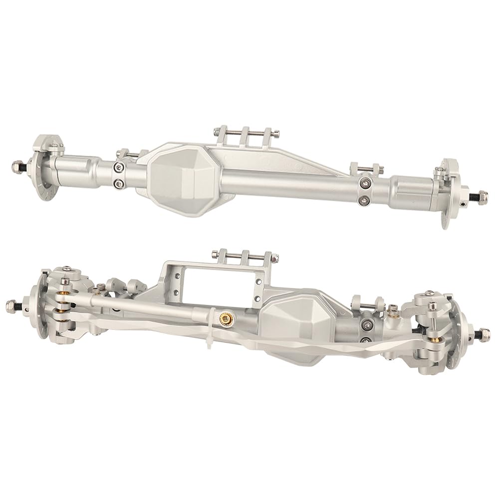 Pothyes Aluminum Complete Front & Rear Axle CNC Machined with Caliper Brake disc for Axial RBX10 Ryft 1/10 RC Cralwer Upgrade Parts (Silver)