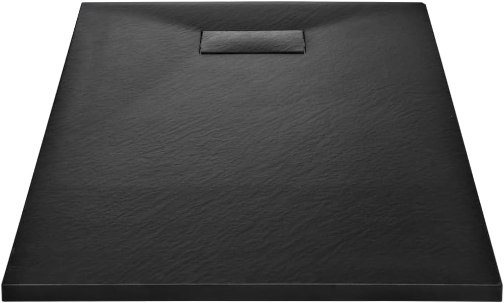 vidaXL Shower Base Tray - Low-Profile, Scratch-, SMC Material, Black, 47.2"x27.6"