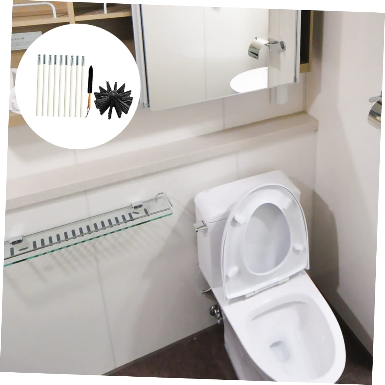 Cabilock Scovolino per Rimuovere Fuliggine Canne Fumarie in Nylon Manico in Legno Set 9 Aste Flessibili in Ferro e Ottimizzare Funzionamento per Pulizia Asciugatrice e Condotti