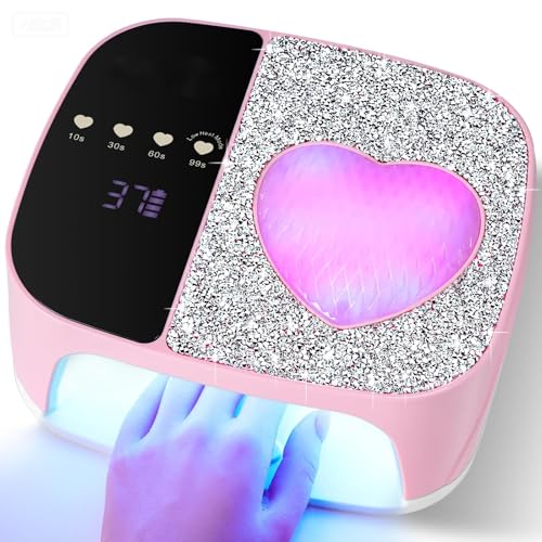 Secador de uñas inalámbrico, lámpara LED UV con luz de curado rápido 4 ajustes de temporizador, recargable portátil para esmalte de gel, manicura, pedicura en casa (rosa)