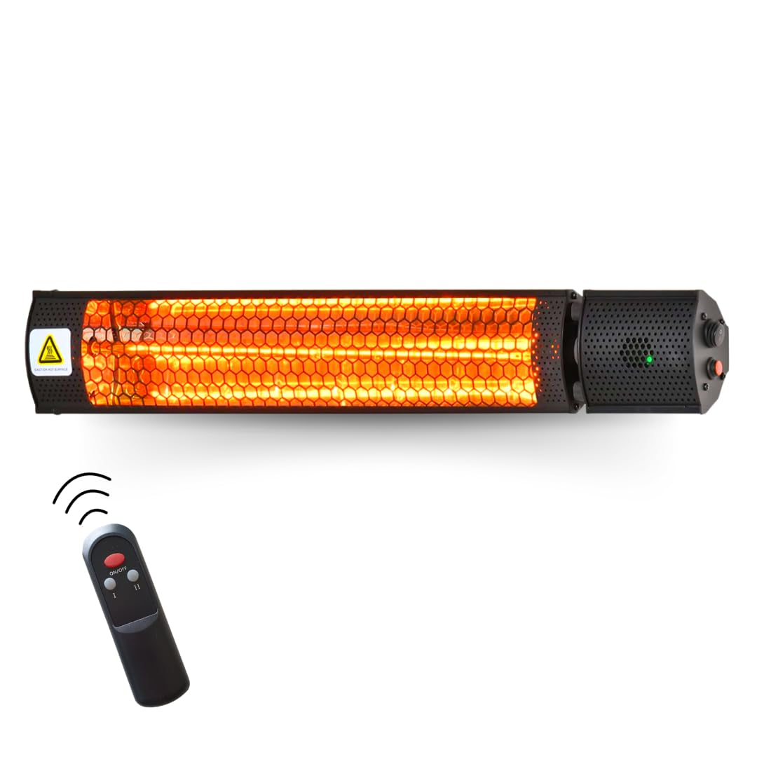 STARLYF Radiant Heater Calefactor Infrarrojos 2000W | Radiador Eléctrico Exterior IP65 (Resistente a la lluvia) con Mando a Distancia | Calor Instantáneo, Ahorro Energético