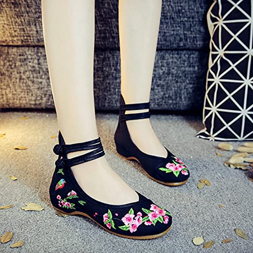 Women's Floral Embroidered Flat Shoes Chinese Traditional Strap Walking Mary Jane Flats Handmade Flower Embroidery Dress Shoes for Cheongsam3
