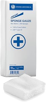 JorVet Premium 3" x 3" Cotton Sponge Gauze Pads | High Absorbency, USP Grade Sponges for First Aid | Gentle Wound Care Sponges for Veterinary Use | Trusted by Pros & Made for Comfort | 200 Count