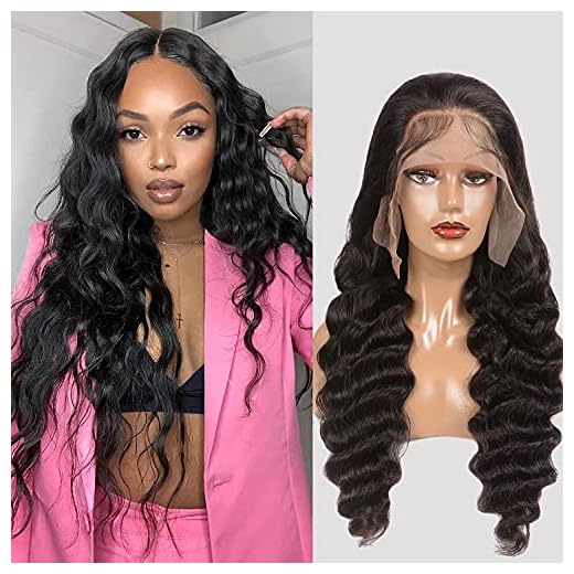 13x4 Loose Deep Wave Lace Front Wigs Human Hair 26 Inch Pre Plucked with Baby Hair HD Transparent Lace Wig Brazilian Virgin Hair Human Hair Wigs for Black Women Natural Hairline 150% Density Swiss Lace