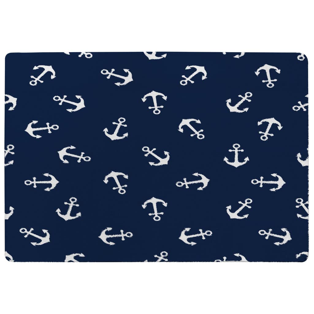 Tapis bleu marine motif ancres reveillez votre deco de salon M