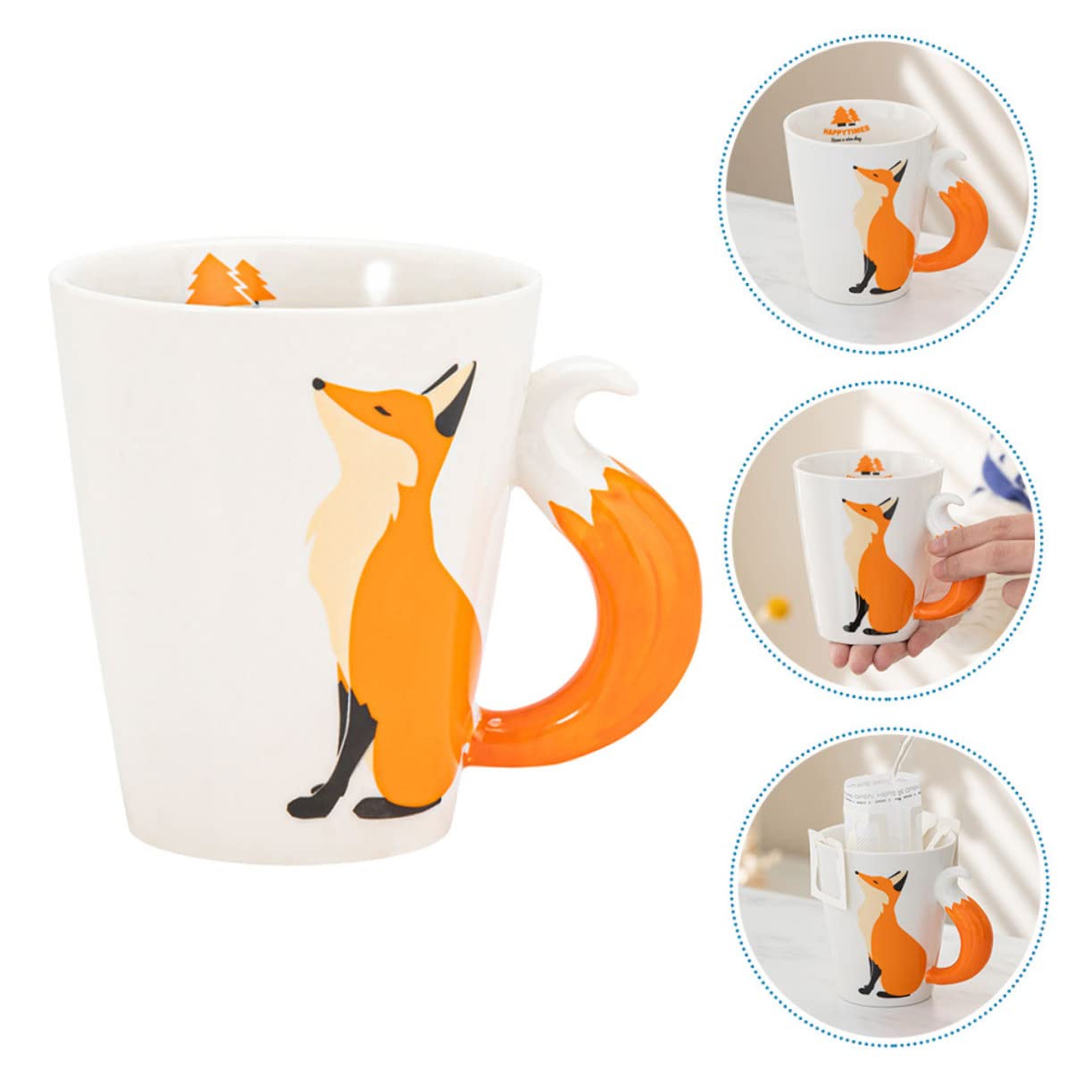INOOMP Dekorative Keramiktasse 360ml aus Keramik für Kaffee und Tee | Oranges, Schlichtes Design mit Schönen Linien, Standfest und Leicht zu Reinigen, für Zuhause oder Büro