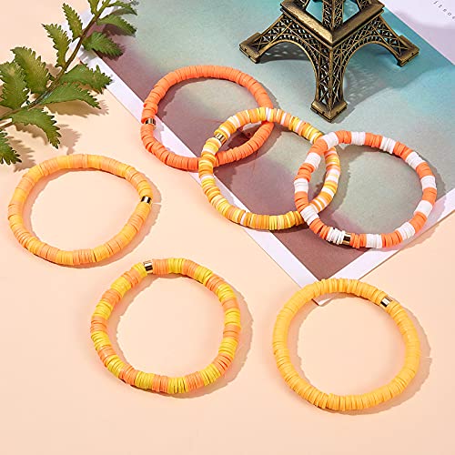 Ornaland Heishi Surfer Bracelets Set Polymer Clay Heishi Beads Stretch Bracelets Bohemia Summer Beach Jewelry for Women4