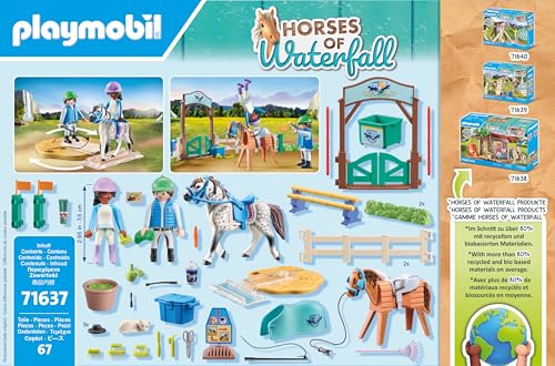 Playmobil 71637 Ecole d'équitation - Horses of Waterfall - Comprenant Un Plateau tournant, Un Cheval et des Accessoires d'équitation variés - Dès 5 Ans