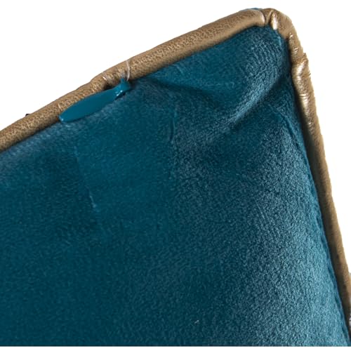 Coussin velours bleu 50x30 rectangulaire déhoussable