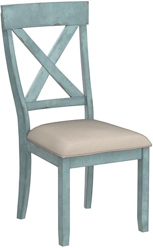 Miniatura 9 de Roundhill Furniture Prato - Juego de 2 sillas de comedor tapizadas con parte trasera de madera, color blanco envejecido
