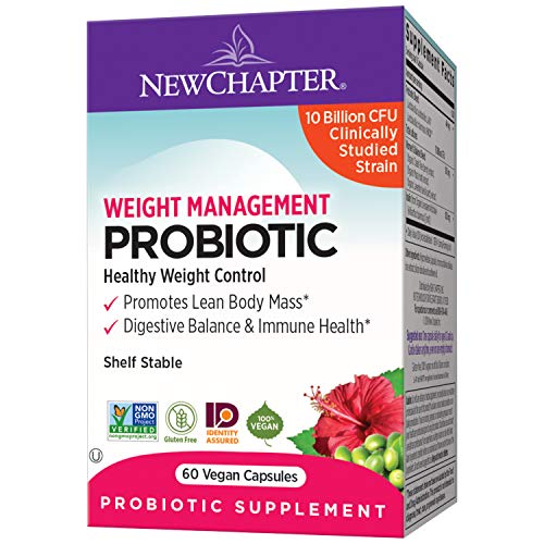 New Chapter Weight Management Probiotic - 60 ct (2 Month Supply), Probiotics for Men & Women with Prebiotics and Probiotics + 100% Vegan + Soy Free + Non-GMO