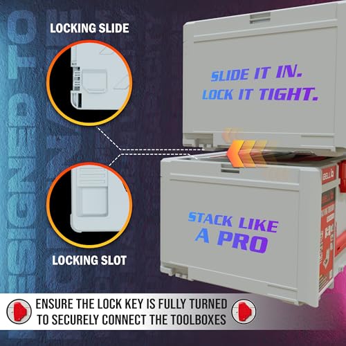 Image of iBELL TB215-1 Large Size Stackable Tool Storage Box - Durable PC+ABS, 50kg Load Capacity, 39x30x21.5cm (Pack of 2)