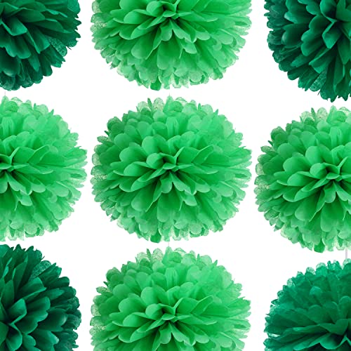 14" Green Tissue Pom Poms Kit Diy Decorative Paper Flowers Ball For Birthday Party Wedding Baby Shower Home Outdoor Hanging Decorations, Pack Of 10 #TOP3