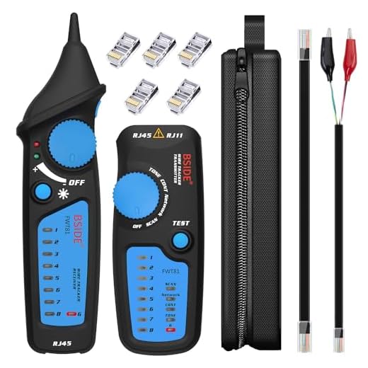 BSIDE Wire Tracker RJ45 RJ11 Network Cable Tester, Dual knob with Anti-Interference, Telephone Line Tracer Internet LAN Wire Finder Toner Network Cable Collation Continuity Checker with Carrying Case