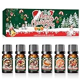 Ätherische Öle Set Ätherisches Öl Duftöl für Diffuser Duftlampen - Lebkuchen Apfel-Zimt Kürbiskuchen Apfelwein Frohe Weihnachten Latte Coffee 6 x 10ml Geschenke Frauen Weihnachten (Style 3)