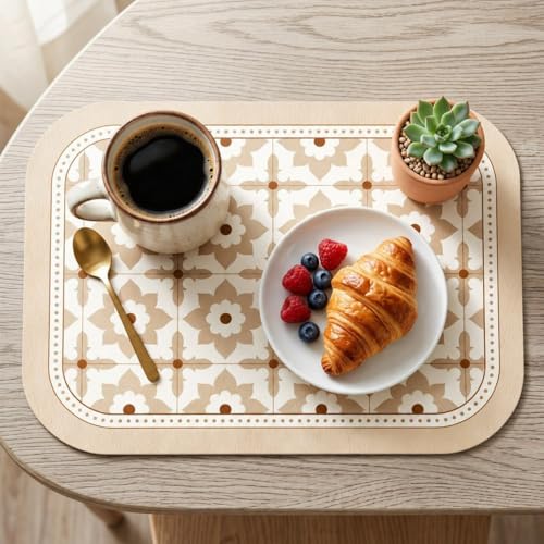 Image of Faux Leather Set of 4 Dining Table Placemats | Heat Insulation & Stain Resistant Waterproof Non Slip Dinner Table Mats | Perfect for Home, Kitchen, Restaurant, Office (Lotus Casa)