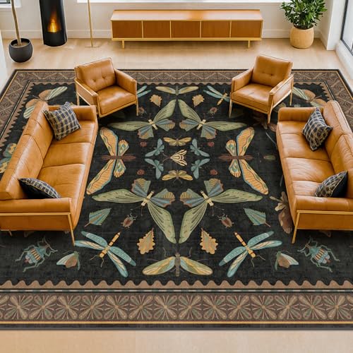 Hazo Haus Large Black Rug for Living Room - Area