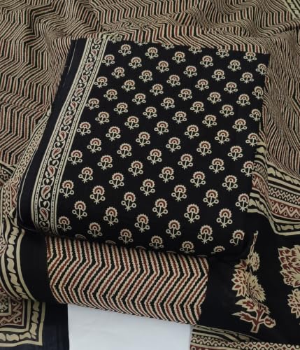 Image of DRAVINAM Trends Women's Premium Cambric Cotton Jaipuri Printed Unstitched Salwar Suit Dress Material with Mulmul Cotton Dupatta