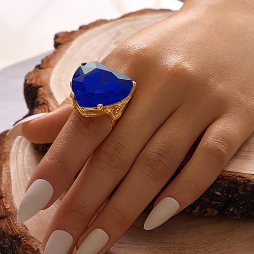 Roe Dolph Red Heart Ring Crystal Heart Rings for Women Valentines Day Gifts for Her Promise Rings Adjustable Statement Heart Rings Valentines Day Jewelry Gifts2