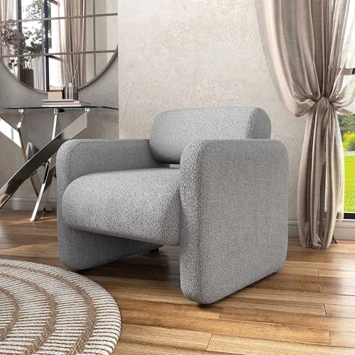 Sillón moderno plegable de peluche gris miniatura 2