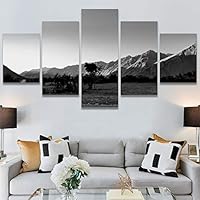 SIGNWIN 5 Panel Canvas Wall Art Monochromatic Mountains for Home Decorations Ready to Hang - 60