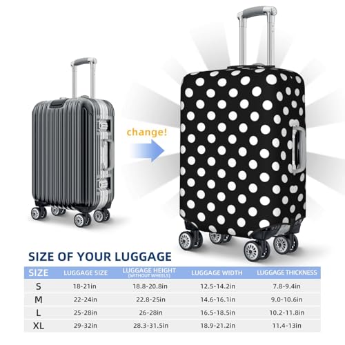 Travel Luggage Covers - vintage white polka dot black Elasticity Suitcase Covers Protector for Luggage 18-32 Inch2