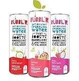 BUBBL'R twisted elix'r, pitaya berry nect'r, and pomegranate acai refresh'r, Antioxidant Sparkling Water with Natural Caffeine, 0g Sugar, Gluten Free, All Natural Flavors, 12 Fl Oz Cans, 12 Count
