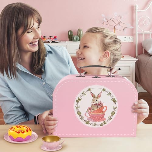 Image of Tea Party Set for Little Girls, Princess Tea Time Toys Including Tin Teapot Set Cups Carrying Case, Toddlers Pretend Role Play Kids Kitchen Toys Birthday Gifts Age 3 4 5 6