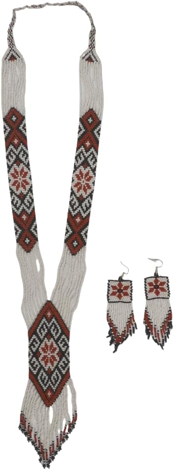 Handmade Beaded Necklace – Native American Beaded Necklace for Women, Long Statement Beaded Necklace for Women Gift for her, Parties or Everyday Wear