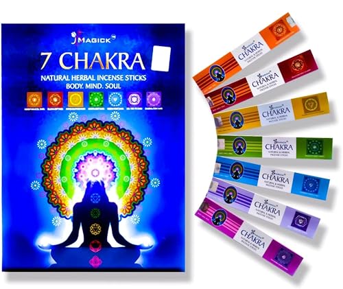 Chakra Incense Sticks Gift Set 140 Insence Sticks for Aromatherapy Yoga and Relaxation 7 Unique Aligning Scents for Meditation and Good Vibes Premium Slow Burn Natural Insenses