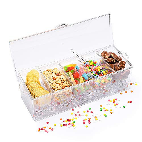 Mjm Condiment Server, Tray, Ice Party Serving Bar, Chilled Caddy, Bar Garnish Holder On Ice, Dispenser, Salad Platter, Compartment Tray With Lid #TOP1