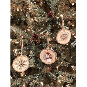 Set of 3 Large Oak Christmas Ornaments - Hand-Painted Wooden Christmas Tree Decorations - Perfect Xmas Ornaments Mini Gift Sets for Family (Snowman & Two Snowflakes Hand) Set of 3 Large Oak Christmas Ornaments Hand Painted Wooden Christmas Tree Decorations Perfect Xmas Ornaments Mini Gift Sets for Family Snowman Two Snowflakes Hand