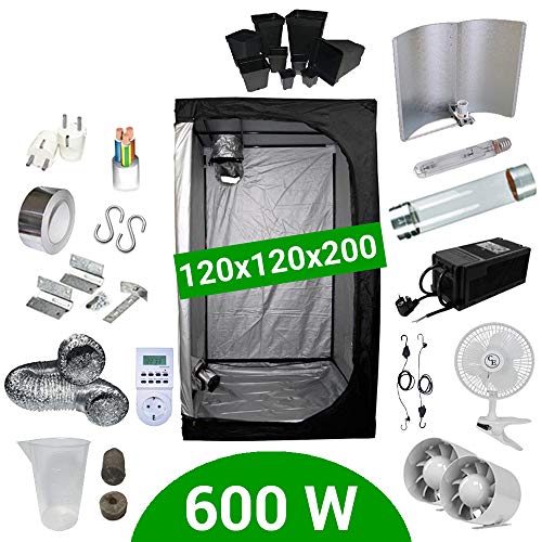 Hydroponic Grow Room Kit 600W HPS Cooltube - Tent 120x120x200 - Ballast ETI 2