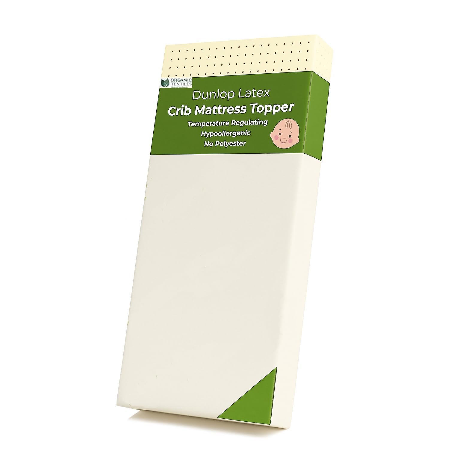 ORGANIC TEXTILES Organic Latex Crib Mattress Topper - 2" Latex for Portable (36"x26") - GOLS/GOTS Certified – Water Resistant Removable Organic Cotton Cover – No Polyester, Hypoallergenic, Non-Toxic 2" Portable (36"x26") Water Resistant Removable Cotton Cover