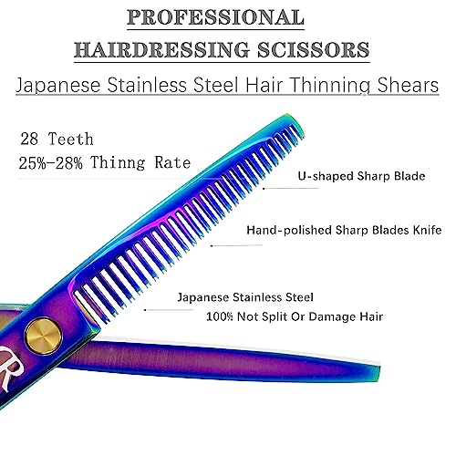 professional hair cutting shears set6 inch barber hair cutting scissors kithairdressing thinning shears for hair cuttingsharp blades haircut scissors kit for womenmenkids rainbow rainbow