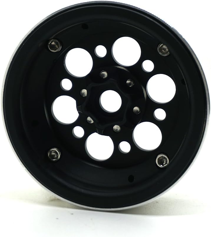 RCLIONS Aluminum Alloy 2.2inch Beadlock Wheels Rims for 1/10 Scale RC Crawler Car Axial Wraith-Pack of 4pcs (Black)