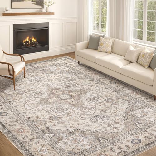 EIEIHOUSE Washable Area Rugs for Living Room -10x13 Neutral Vintage