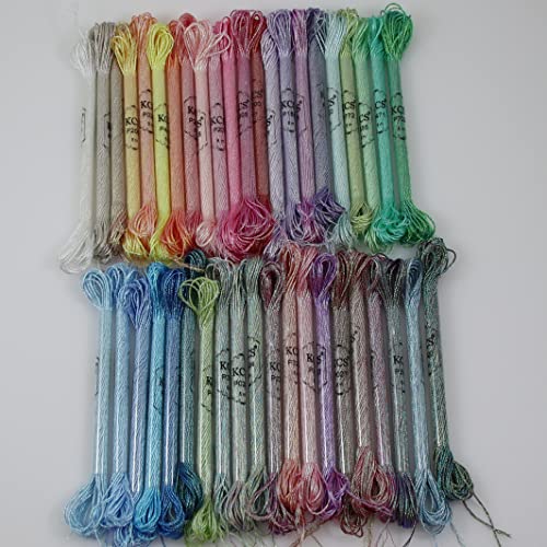 Image of KCS 6-Strand Cross Stitch Metallic Variegated Pearl Shiny Embroidery Floss (42 skeins)