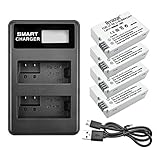 Bonadget LP-E8 4pack 1800mAh Replacement Lithium-Ion Battery and LCD Dual Charger Compatible with LC-E8E Charger and Canon Rebel T3i T5i T2i T4i, EOS 700D 600D 550D 650D, Kiss X4 X5 X6 LC-E8E