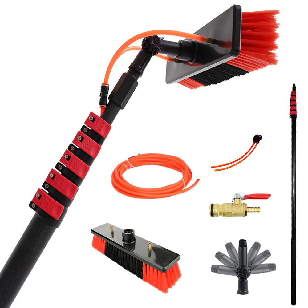 Kit nettoyage vitres télescopique en aluminium de 3,6 à 10,8 m pour l'entretien des verres en hauteur