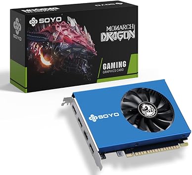 SOYO Geforce GT 730 Graphics Card, 4GB DDR3 64 Bit 4xHDMI 2.0B 4K Quad Monitors Multiple Displays, PCI-E x8 2.0 Single Fan Cooling GPU for Video Wall, Projection Fusion, Stock Trading & Monitoring